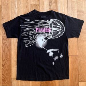 Pleasures Mens Glow Jelly Fish Short Sleeve Black Cotton T-shirt Graphic Size M